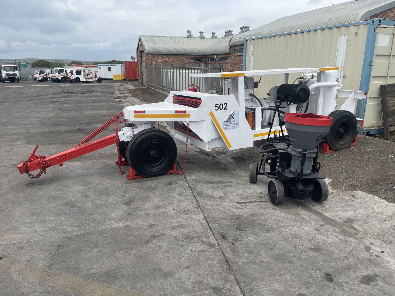 Flameproof compressor and stonedust gunning unit 502 ready for underground deployment